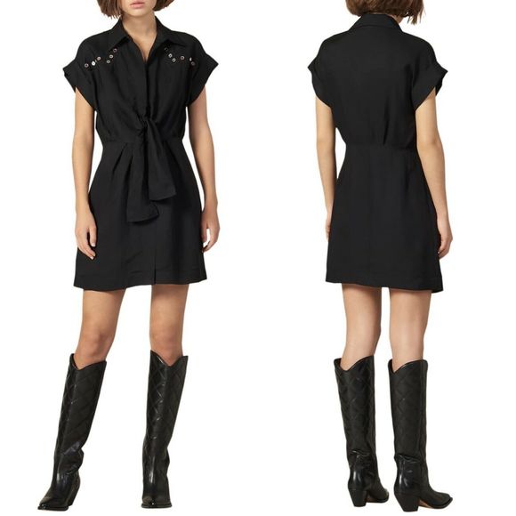 Sandro Dresses & Skirts - Sandro Paris NWT Mavel Black Mini Shirt Dress Tie